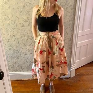 FINAL SALE Zara Floral tea length skirt w/ pockets